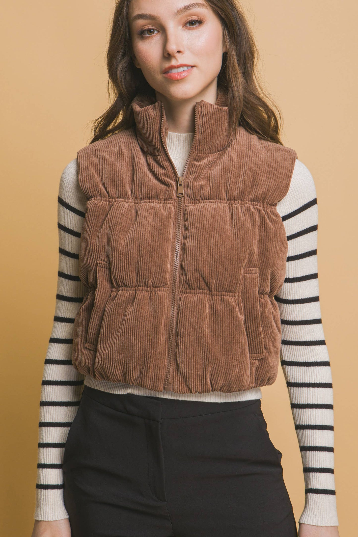 KORA CROPPED CORDUROY PUFFER VEST