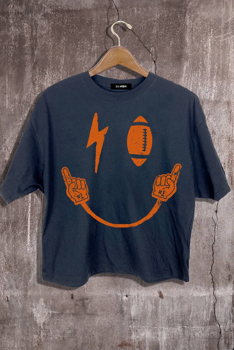 Football Smiley Face Crop Tee