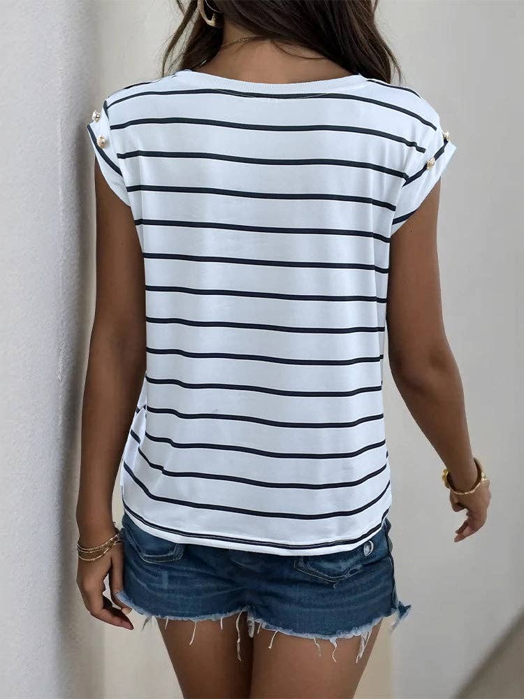 Women's Sleeveless Striped T-shirt