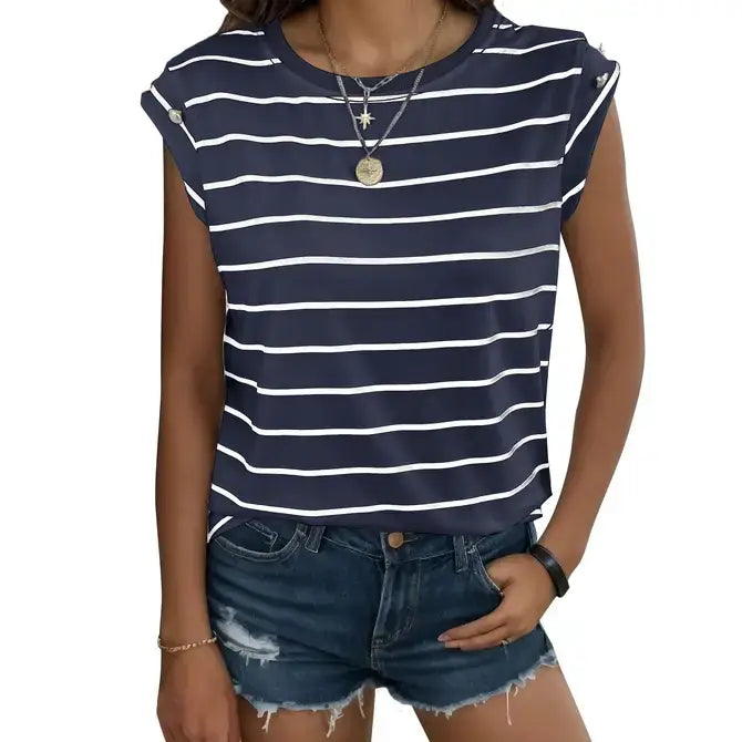 Women's Sleeveless Striped T-shirt