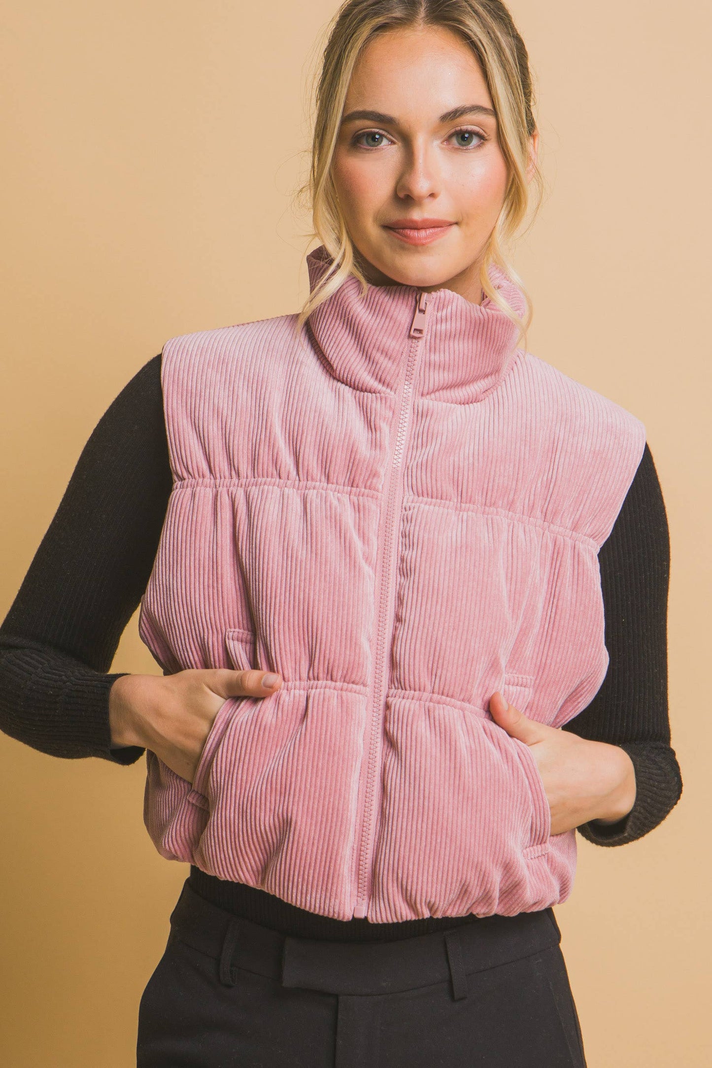 KORA CROPPED CORDUROY PUFFER VEST