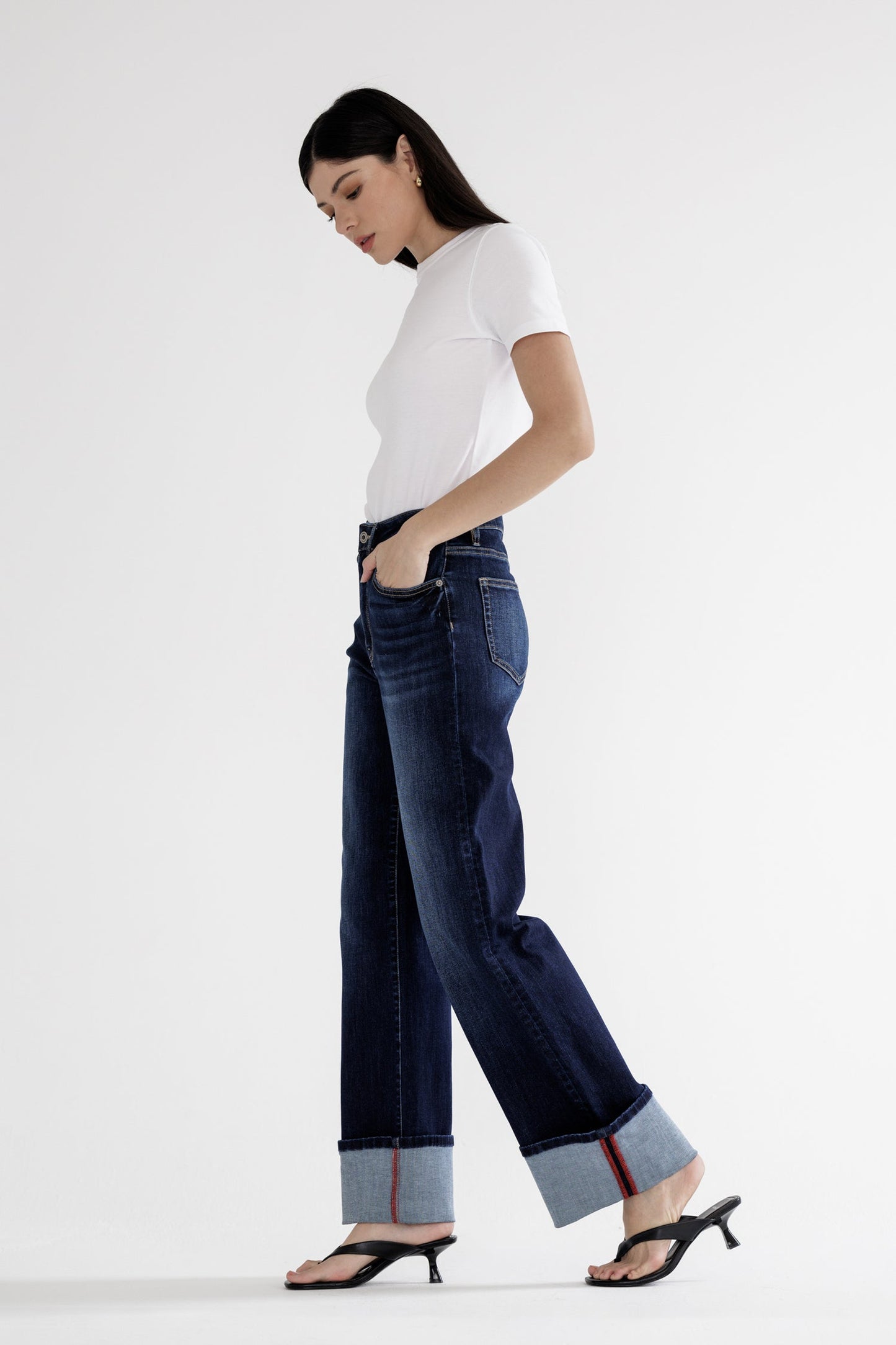 MALLORY WIDE LEG CUFF MICA JEAN